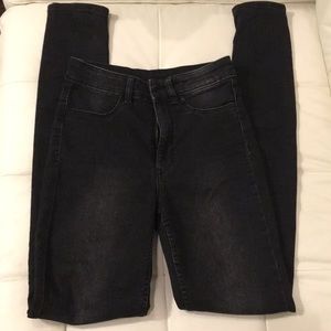 H&M high waisted black denim stretch jeans